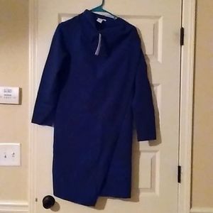 Joan Vass Drape Front Dress Blue